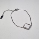 Pulsera trébol nácar plateada