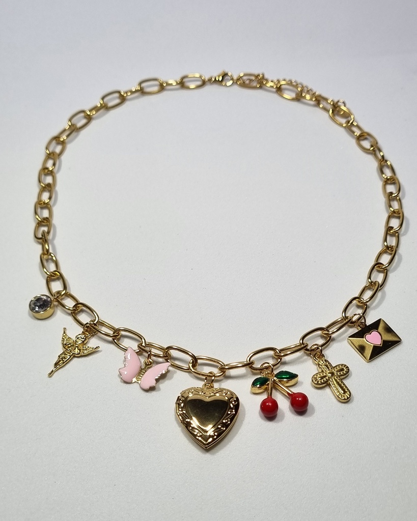 Collar dorado con charms esmaltados