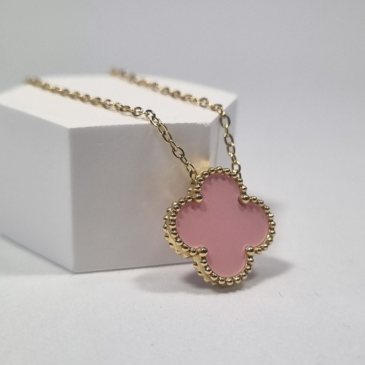 Colgante trébol rosa dorado