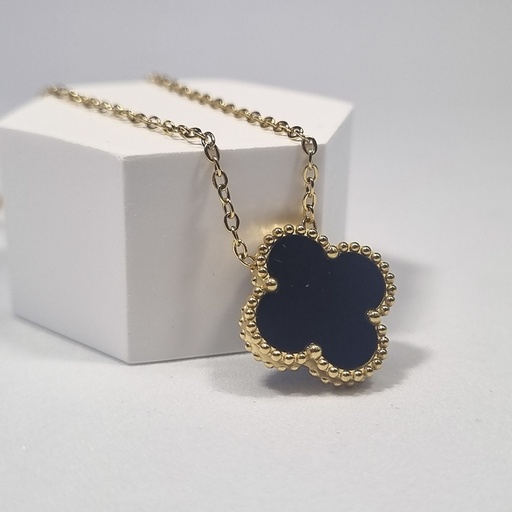 Colgante trébol negro dorado