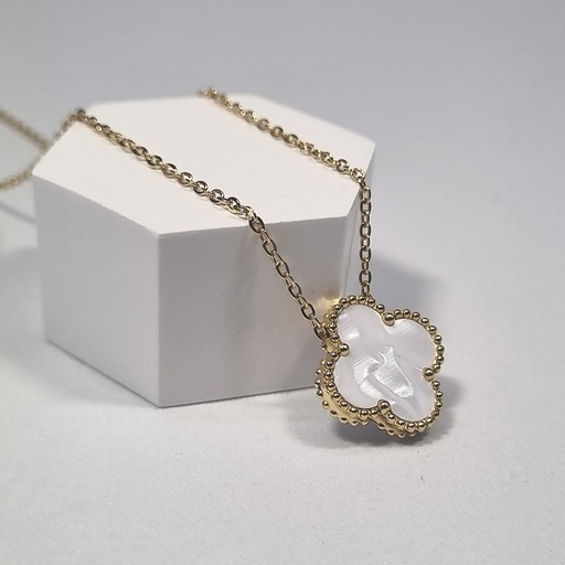 Colgante trébol blanco dorado