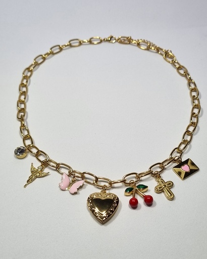 Collar dorado con charms esmaltados