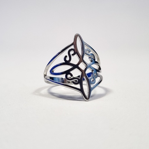 Anillo plateado nudo de bruja