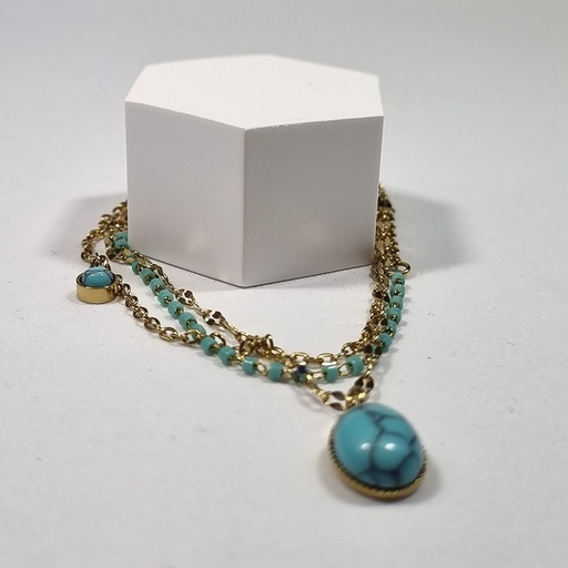 Pulsera dorada con turquesa