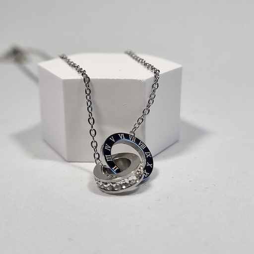 Colgante doble anillo plateado